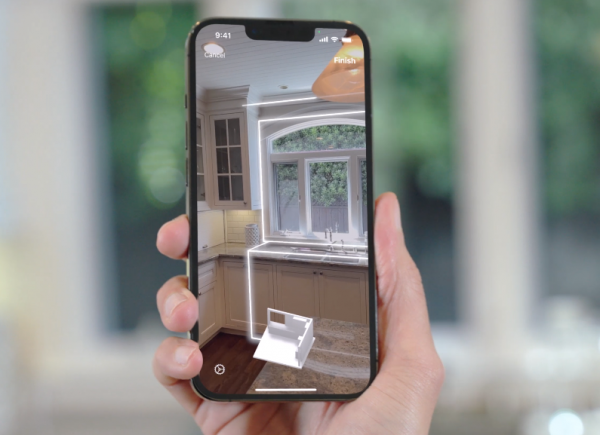 LiDAR Scanning Visualization - iPhone scanning a room